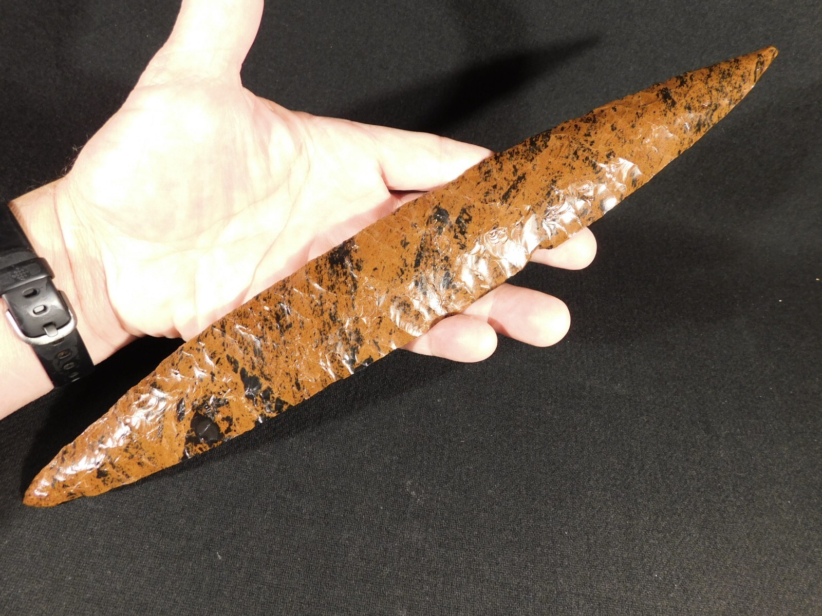 Huge! Ancient COLIMA Mahogany Obsidian Blade Knife or Spear Mexico 212gr