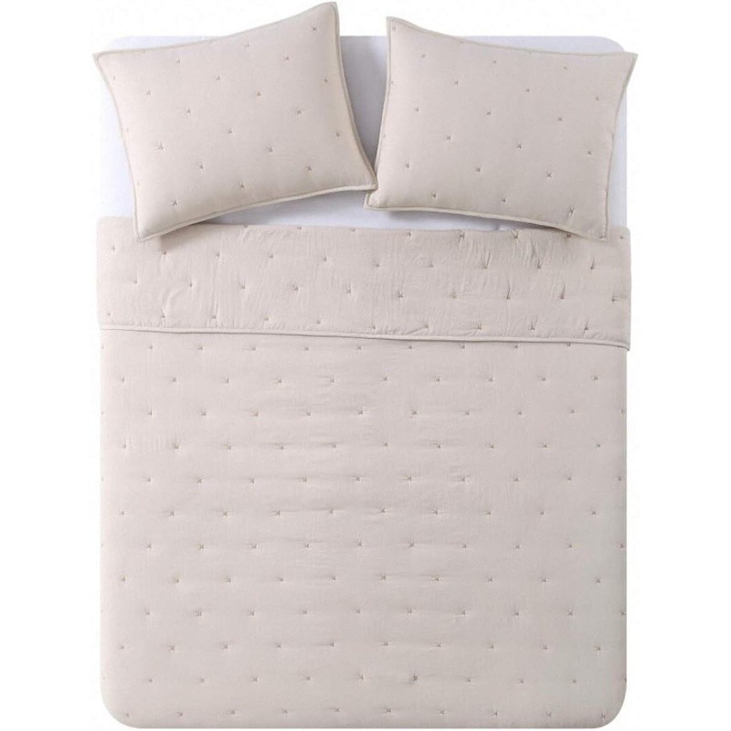 Oversized Queen Quilt Set Lightweight Microfiber Embroidered Soft Cozy Bedding