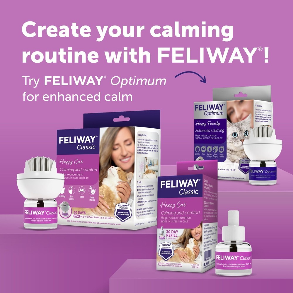 Feliway Classic Diffuser - (2) 48 mL Cat Calming Pheromone Refill - New Box 2027