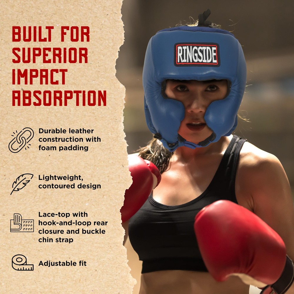 Ringside Competition Boxing Headgear Red White Blue Adjustable Protective Gear