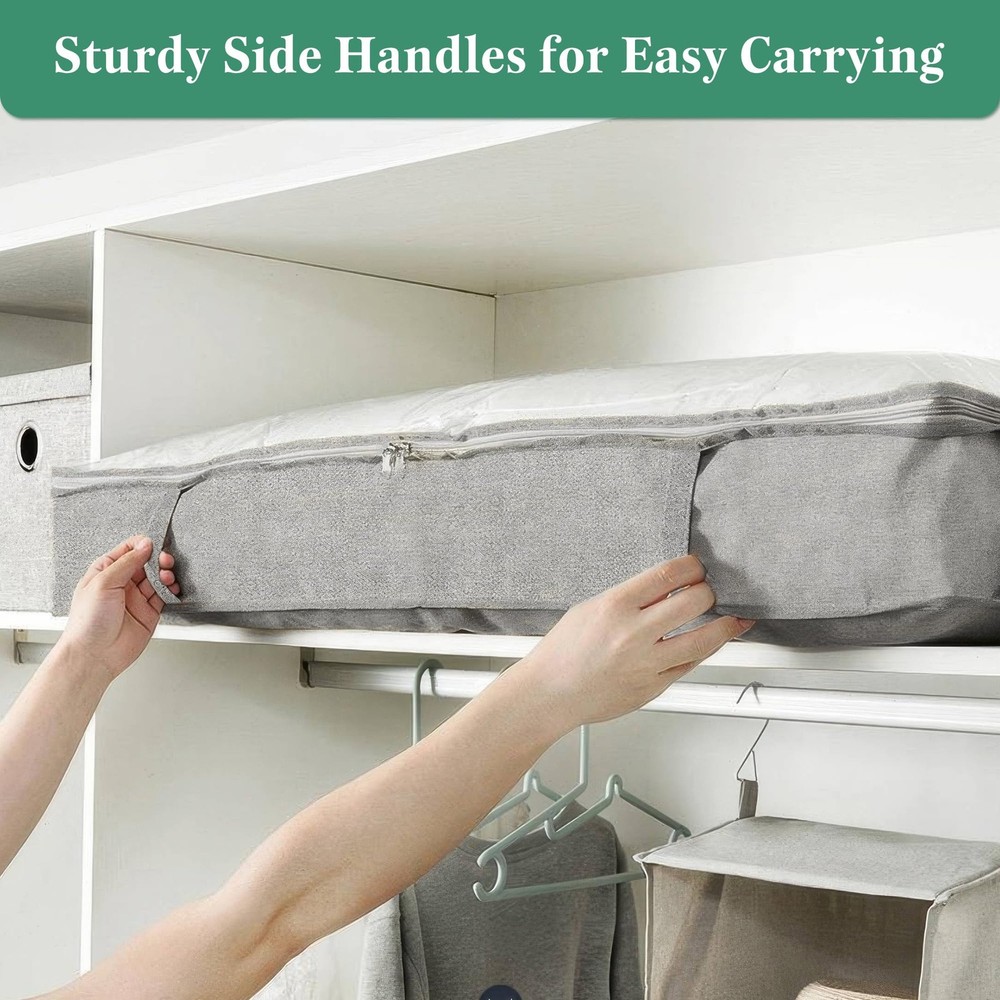 Large Under Bed Storage Bins with Lid 2-Pack Sturdy Collapsible Organizer for...