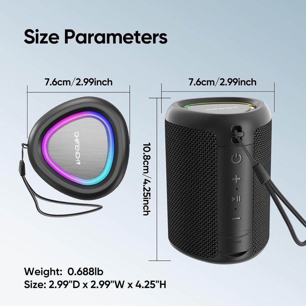 Portable Bluetooth Speaker with Lights, Stocking Stuffers, Powerful Crystal