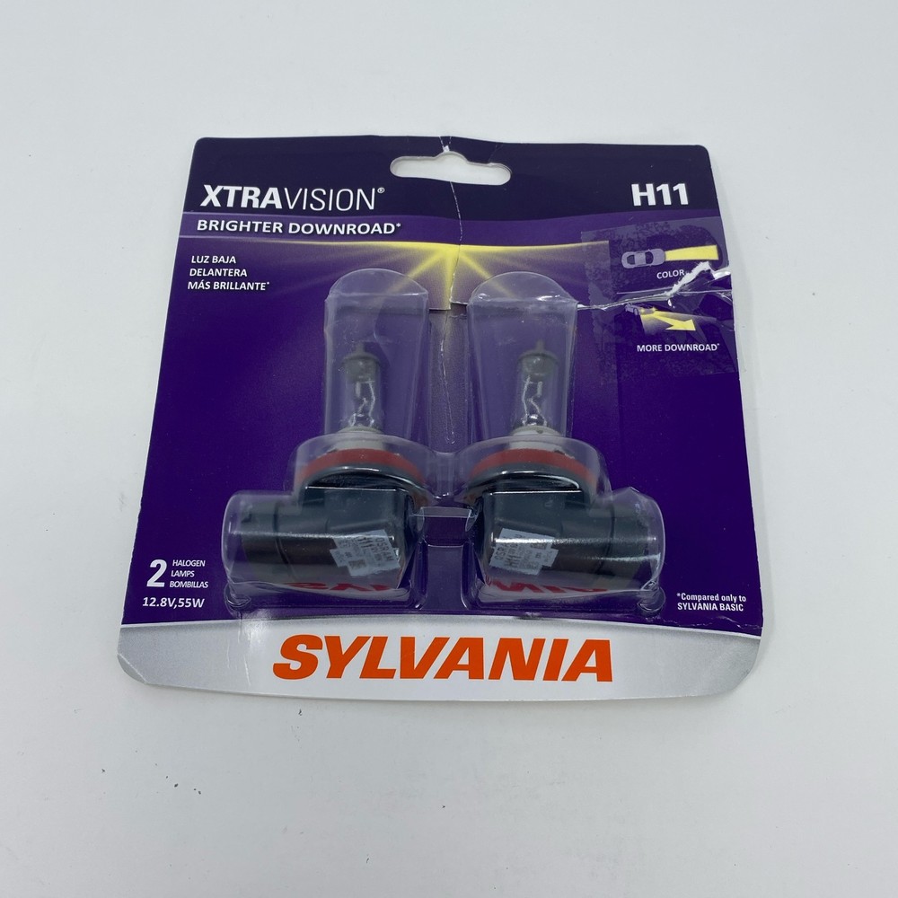 SYLVANIA H11 XtraVision Halogen Headlight Bulbs 2-Pack - Clear, H11