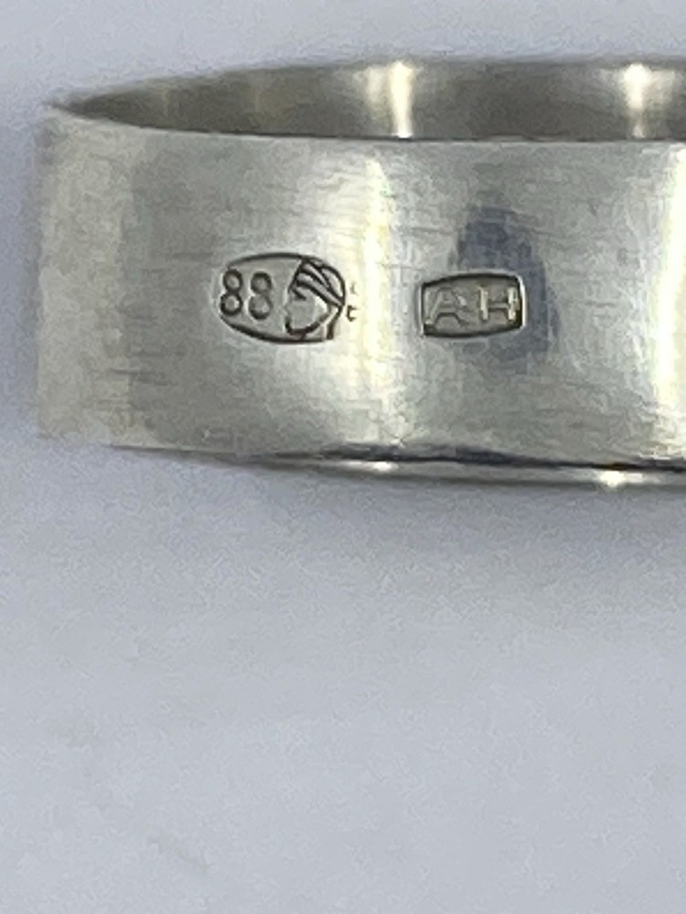 Imperial Russian Marine Navy solid silver ring with Garnet