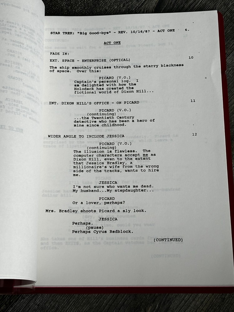 STAR TREK Script The Next Generation The Big Good-Bye Revised Final Draft 1987