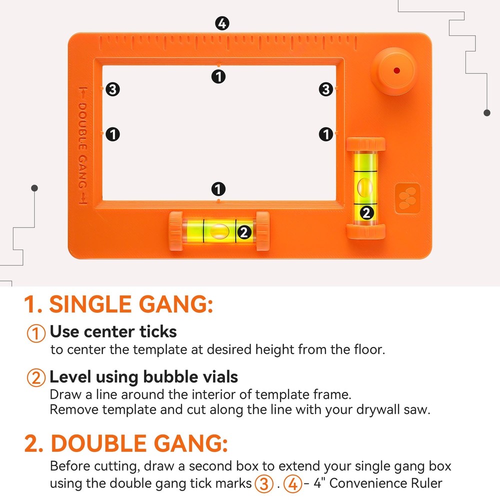 Low Voltage Mounting Bracket Template Horizontal or Vertical Mounting Templat...