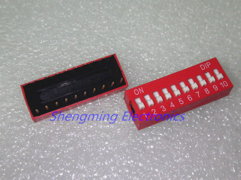 10PCS Slide Type Switch Module 10-Bit 2.54mm 10 Position Way DIP Red Pitch