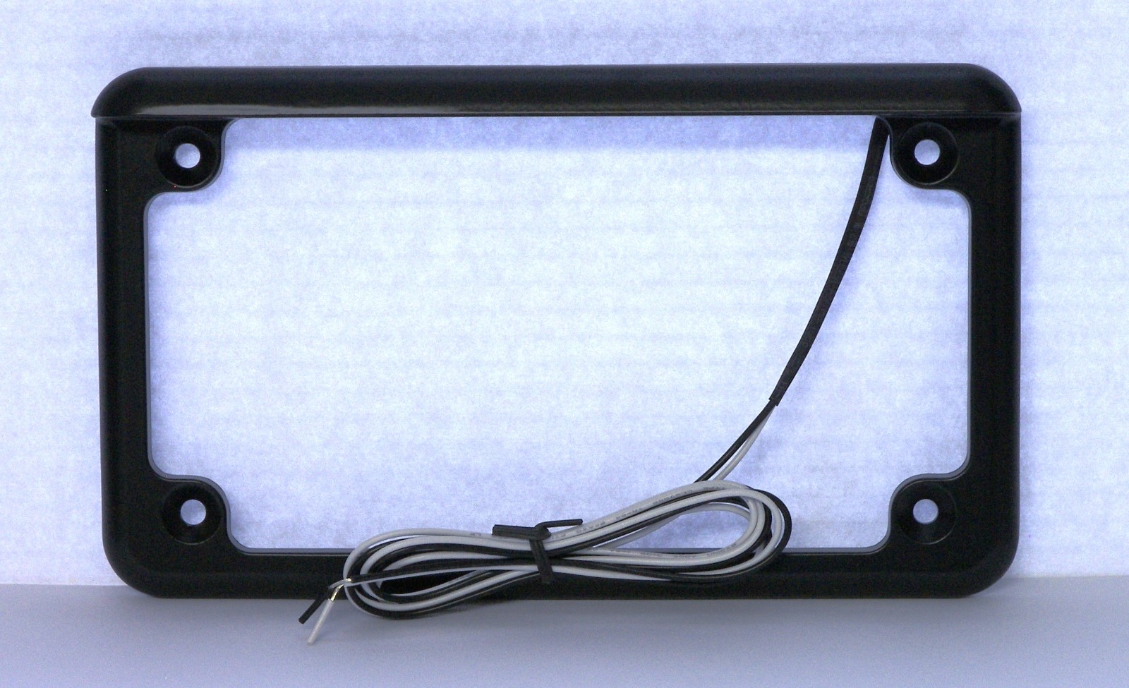 Horizontal Mount LED Motorcycle License Plate Frame in Black Powder Coat Finish