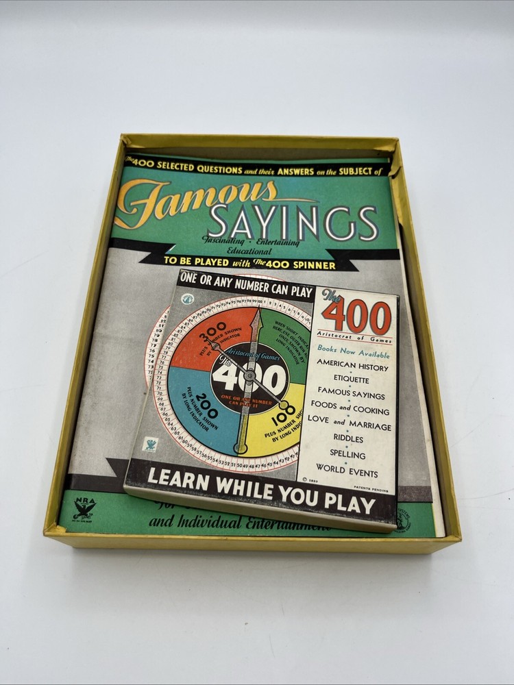 Board Game Trivia Game The 400 Complete Original Box Learn Play