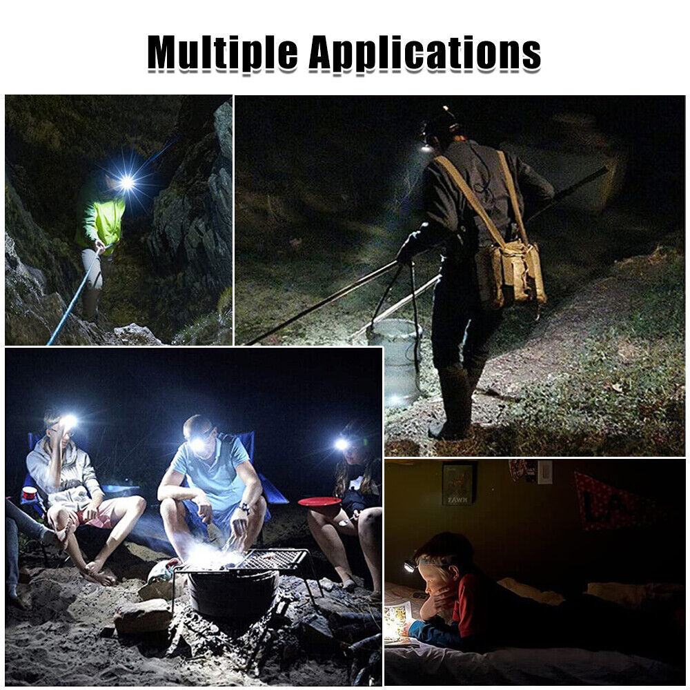 Rechargeable LED Head Light lamp Motion Sensor Flashlight 6 Mode 5Led