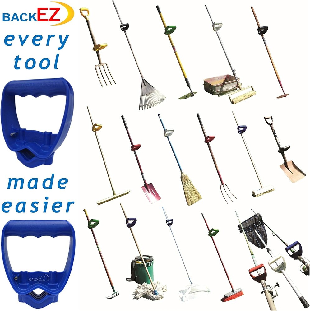 Back-Saving Tool Handle Attachment, EVR-Grip Upgrade, Labor-Saving Blue