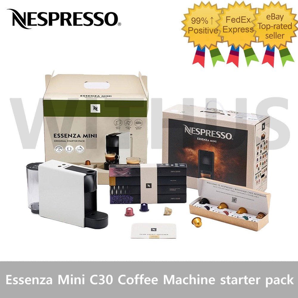 Nespresso Essenza Mini C30 Coffee Machine starter pack (Includes 47 capsules)_