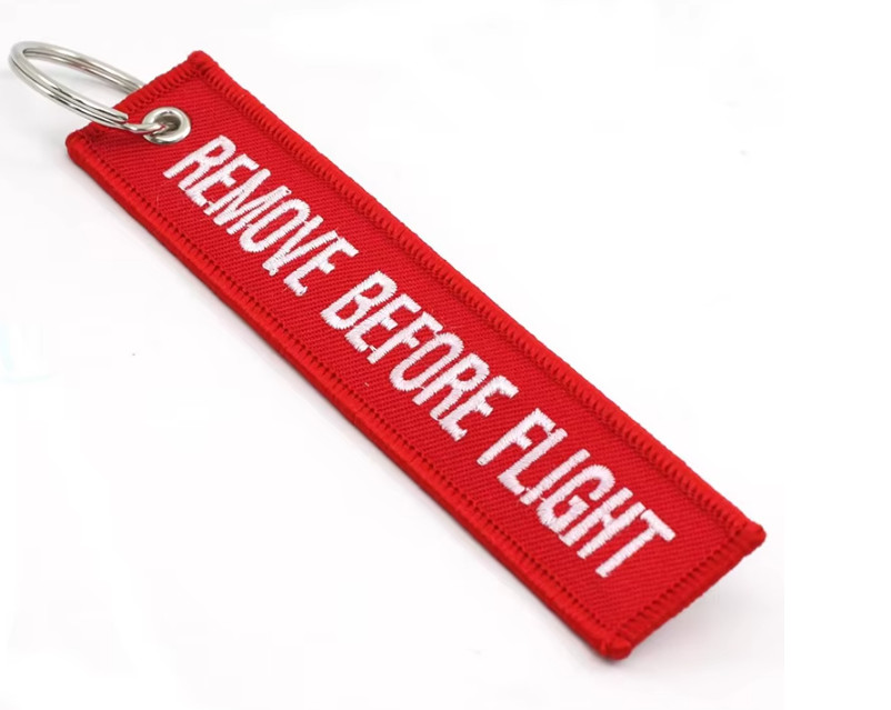 Remove Before Flight Backpack Pendant Key Ring Woven Special Luggage Label Red