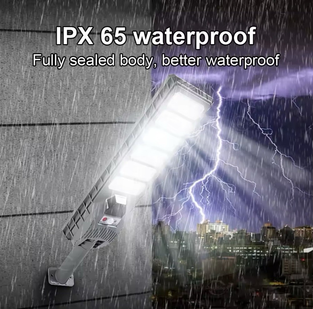 600W Outdoor Solar Lamppost Headlight Human Sensor Waterproof Remote Control