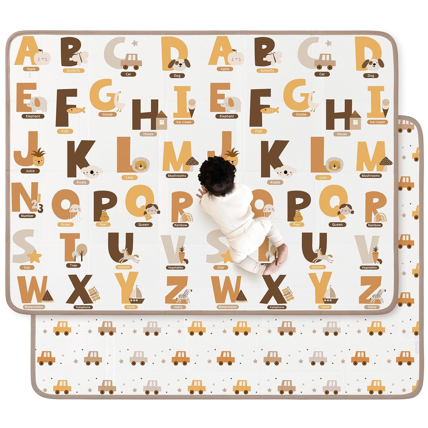Foldable Baby Play Mat, Waterproof Double-Sided Cushioned Activity Play Mat, So