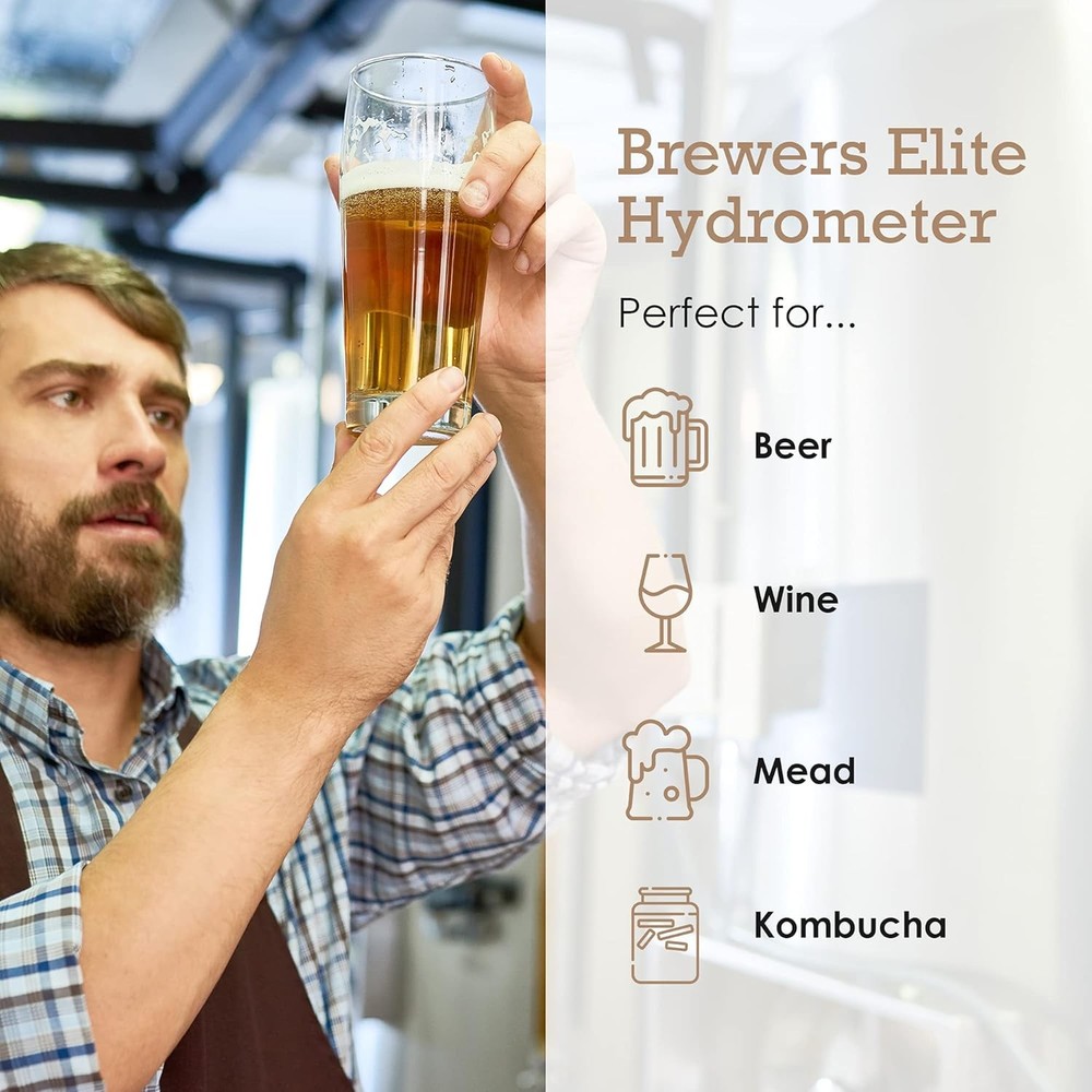 Brewer's Elite Hydrometer & & Plastic Test Jar Kit, Clear