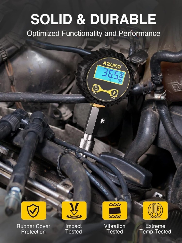 Automotive Compression Gauge with 0.1 Resolution and Bleeder Valve Functionality