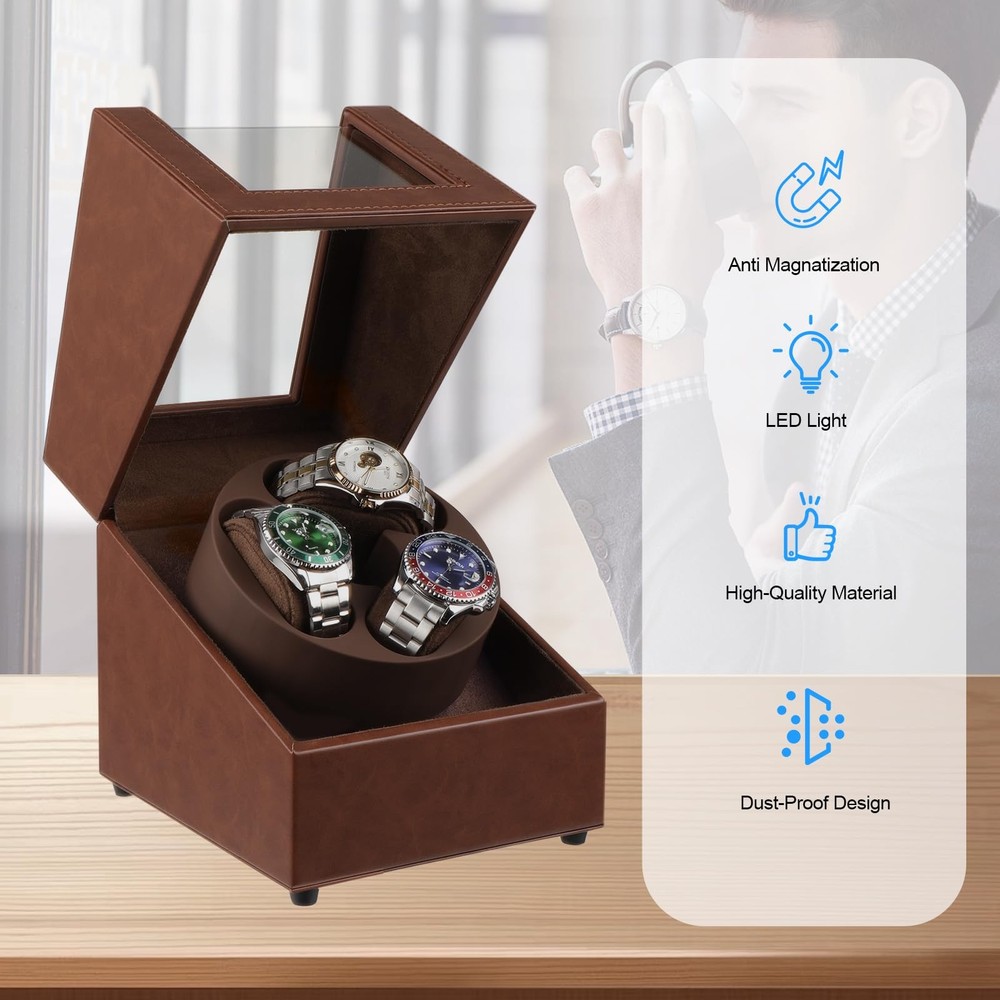 J&T Technology Watch Winder for Automatic Watches,Automatic Brown