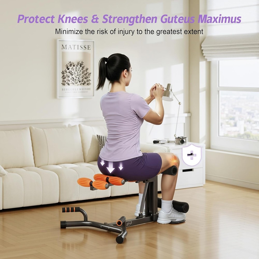 Deep Squat Machine, Adjustable Glutes Trainer Machine, Core & Abs for Low Impact