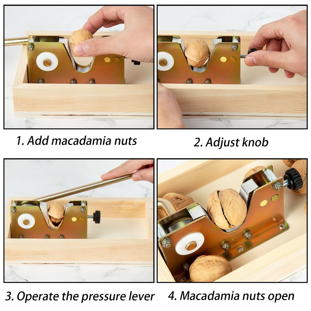 NutCracker Tool Heavy Duty Nut Cracker with Wooden Base Adjustable Nut Tongs ...