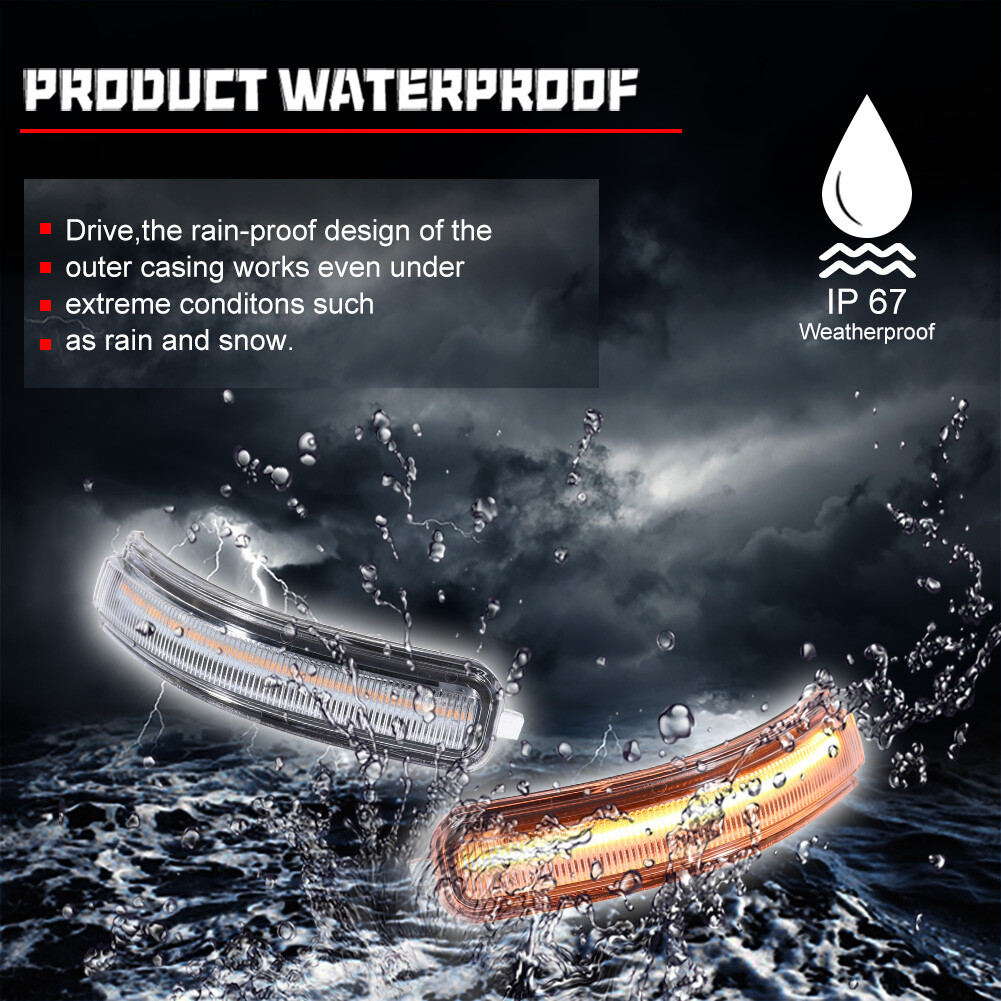 Clear Sequential Amber LED Side Mirror Signal Lights For 2009-2014 Nissan Maxima