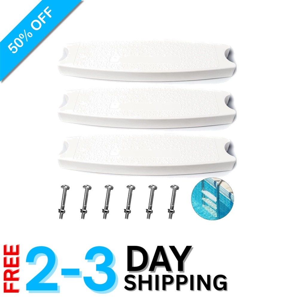 Heavy-Duty White Pool Ladder Replacement Steps - Universal Fit, Easy Install