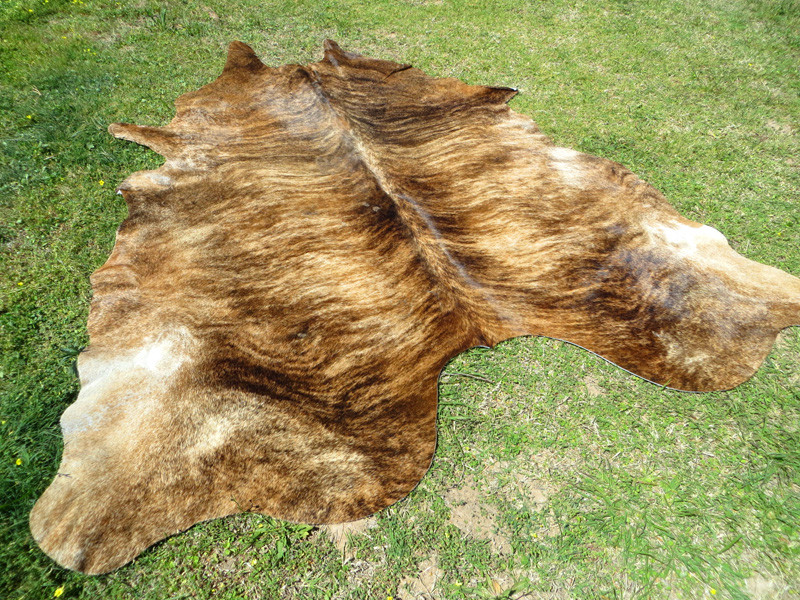 HUGE ! 8x7 GENUINE ! BRINDLE CARAMEL Cowhide Rug natural Cowhides Cow Hide Skin