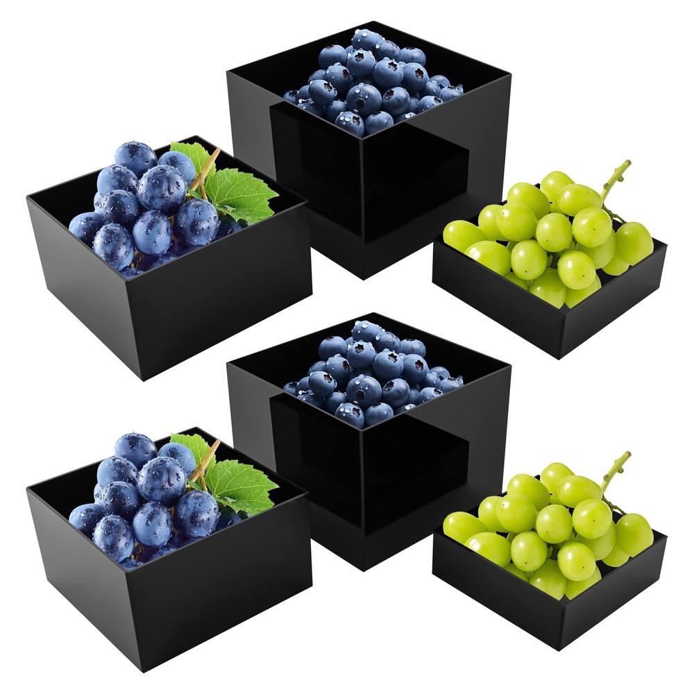 6Pcs Acrylic Display Risers Acrylic Boxes Acrylic Display Nesting Cubes Black