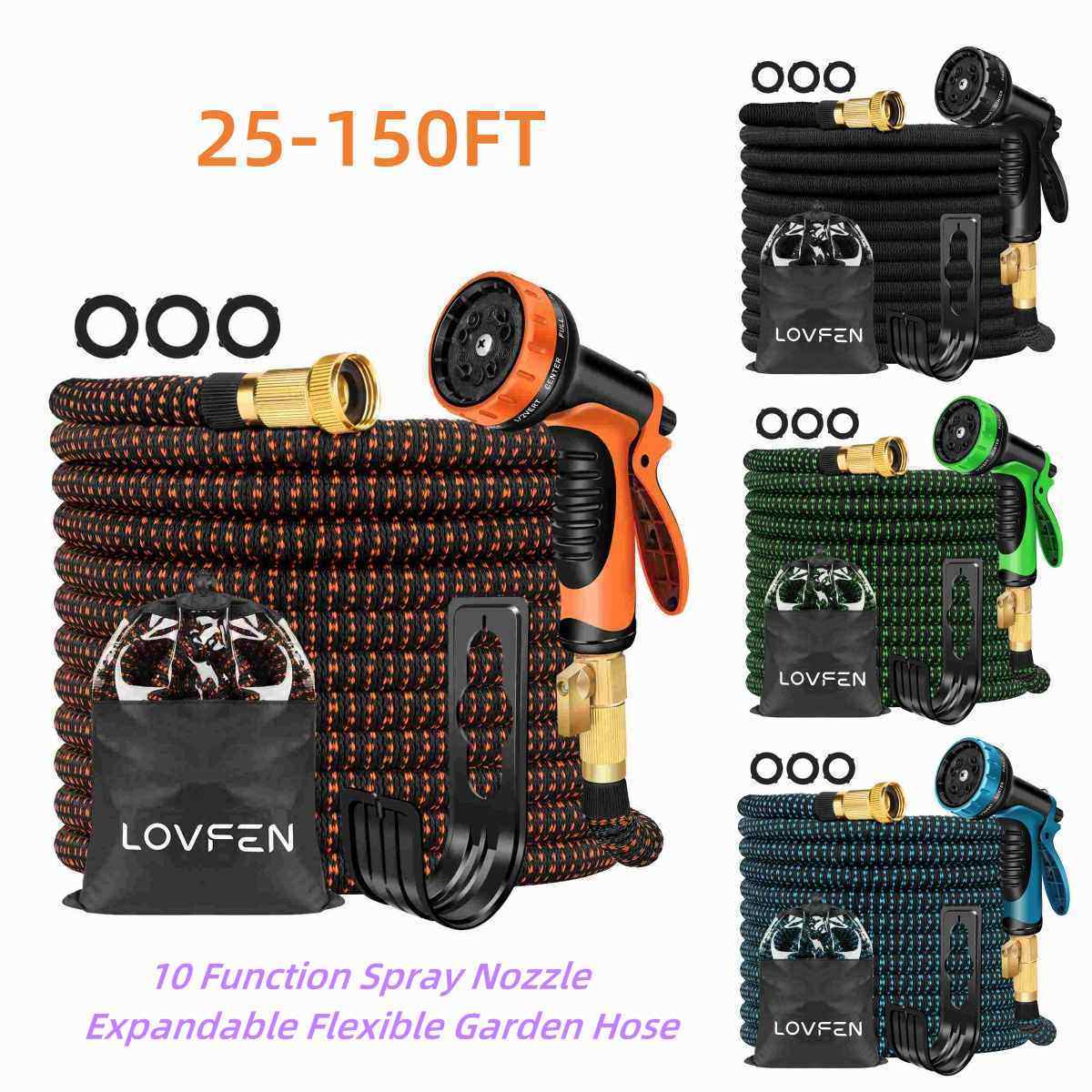 Durable Lightweight 3X Expandable Flexible Garden Water Hose 25/50/75/100/150ft