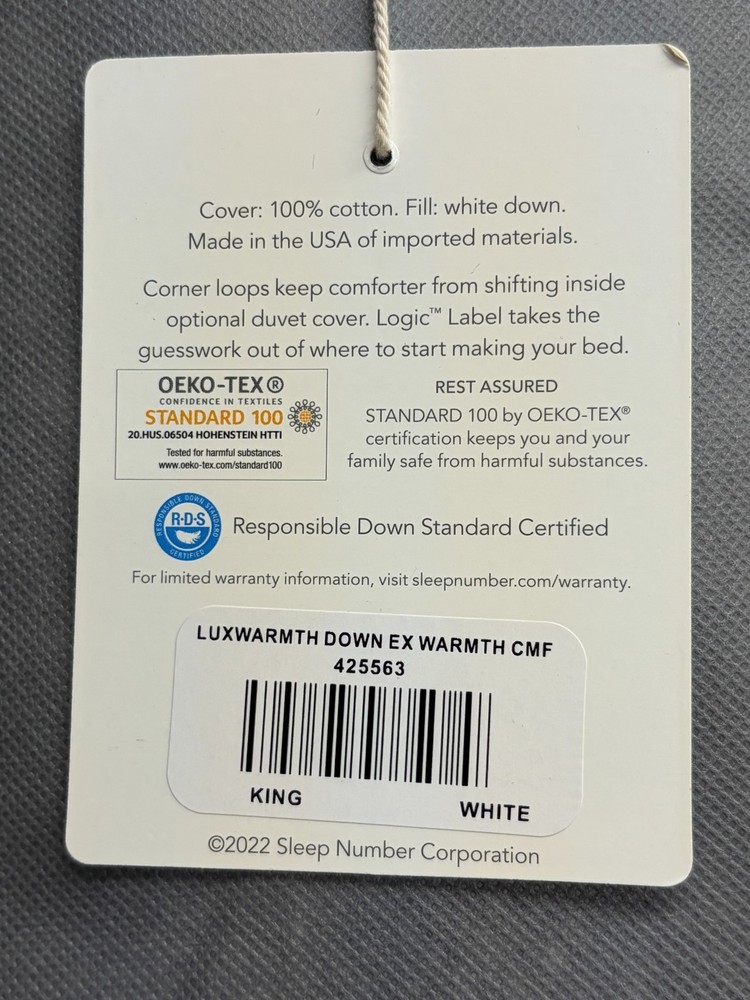 Sleep Number - Lux Warmth Down Comforter - Extra Warmth - Size King