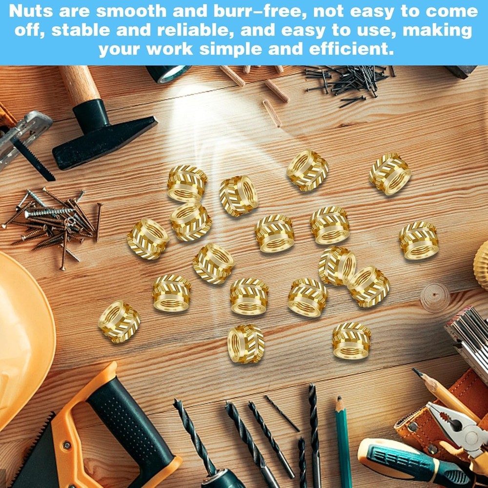 100Pcs M3 Threaded Insert, Heat Set Inserts Brass Nuts
