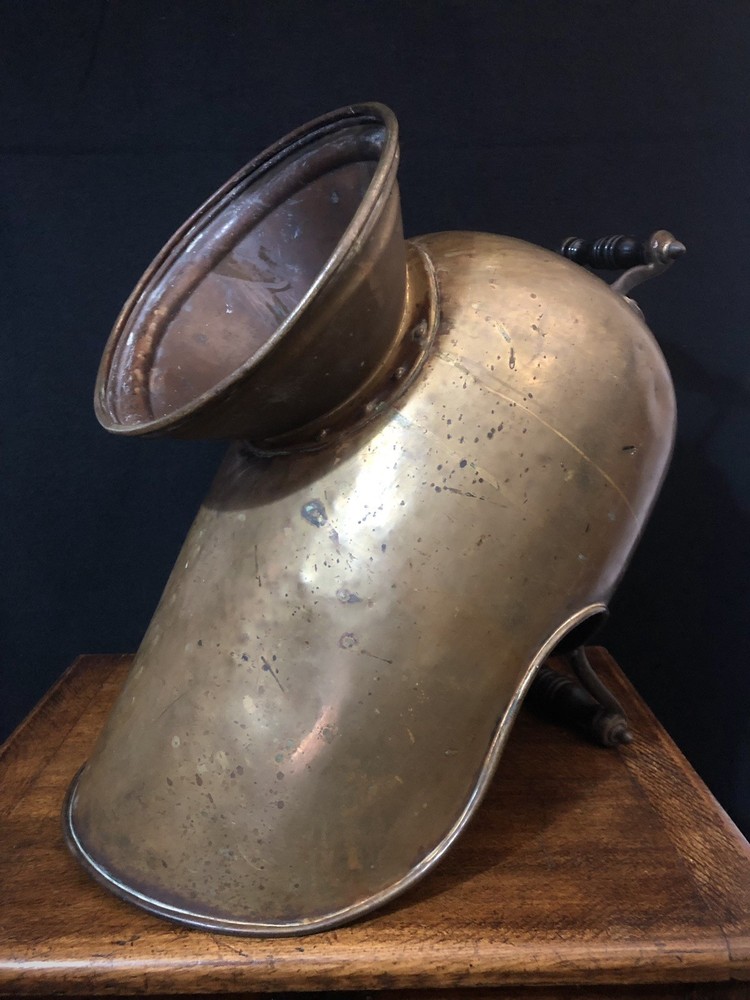 Large Victorian Brass Helmet Coal Scuttle
