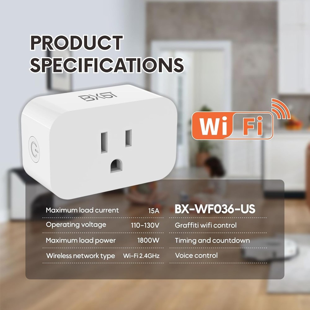 2 Pack Smart Plug, WiFi Smart Outlet with Voice Control and Timer, 15A