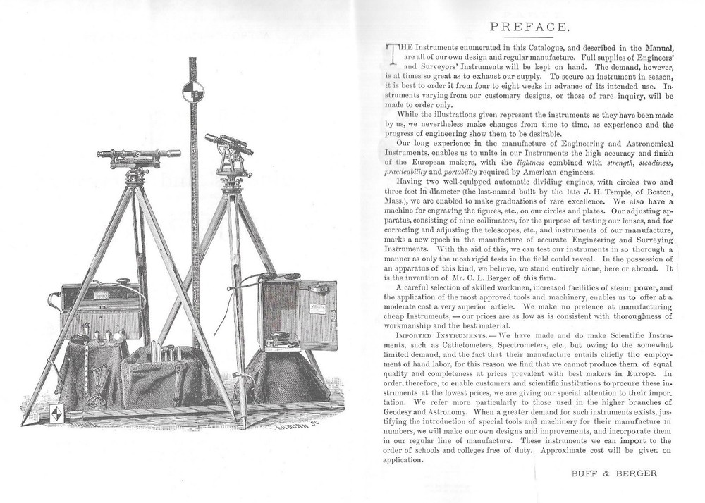 1897 BUFF & BERGER ENGINEERS' & SURVEYORS' INSTRUMENTS CATALOG