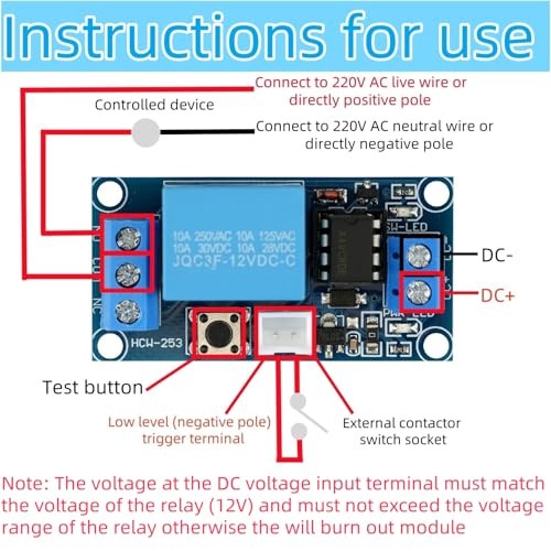 2Pcs 12V Latching Relay Module Single Bistable Push to Start and Stop