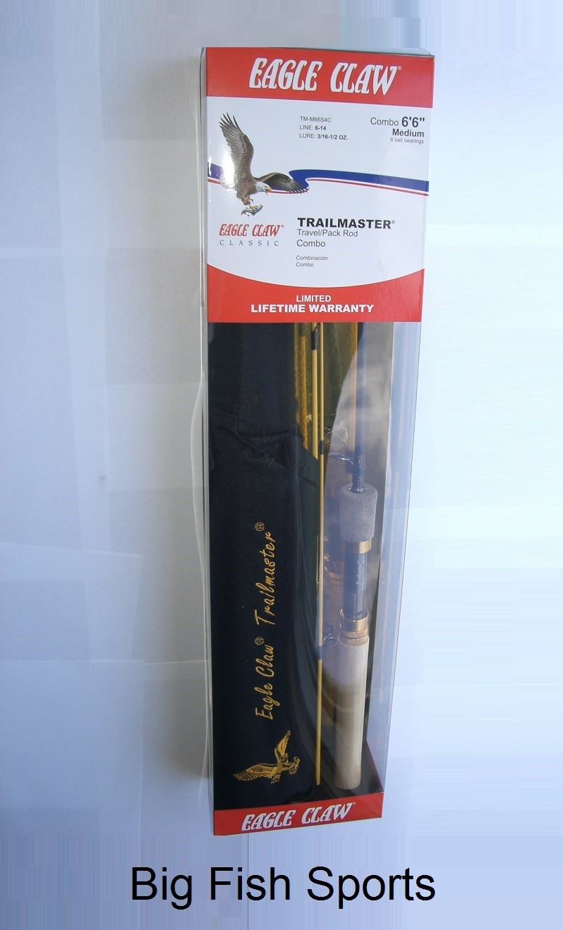 EAGLE CLAW Trailmaster Travel/Pack 6' 6" Spinning Combo #TMM66S4C FREE US SHIP!