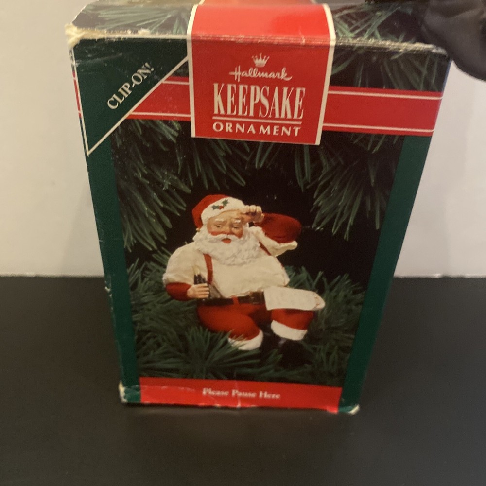 1992 Hallmark Keepsake Please Pause Here Coca-Cola Santa  Ornament w/ Box