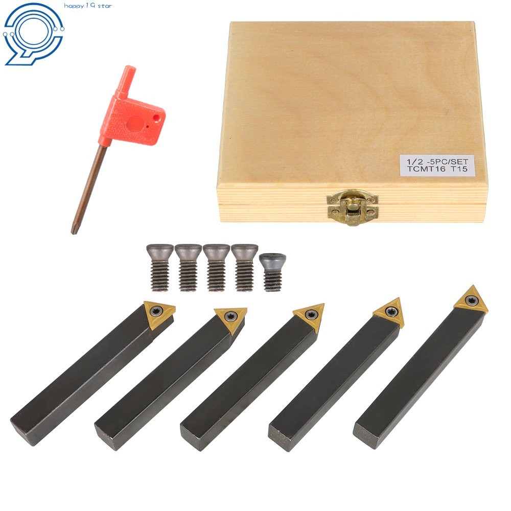 5 × 1/2" Carbide Indexable Turning Tool Lathe Tool Bit With Carbide Inserts