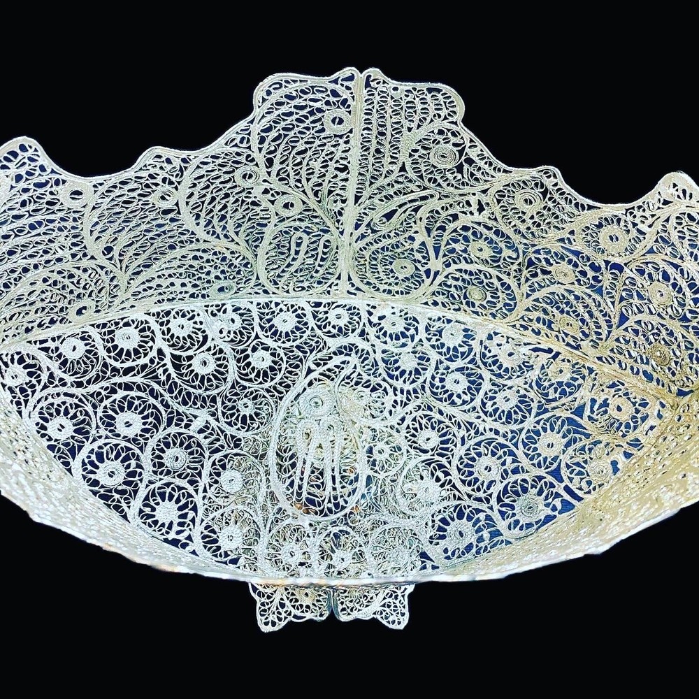 Handmade Filigree Silver Pedestal Dish