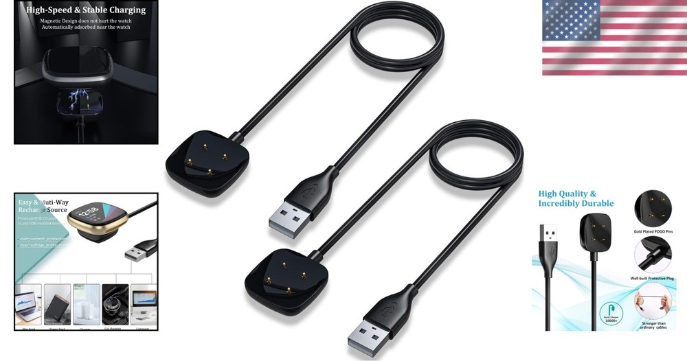 Compatible USB Charging Cables for Fitbit Sense & Versa 4