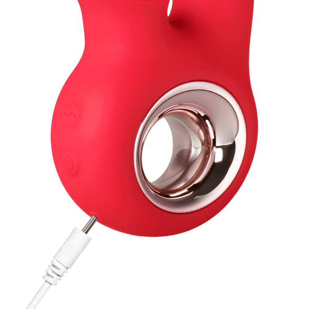 Rechargeable Silicone Thrusting & Sucking Rabbit Vibrator Loop Handle 12 Speed