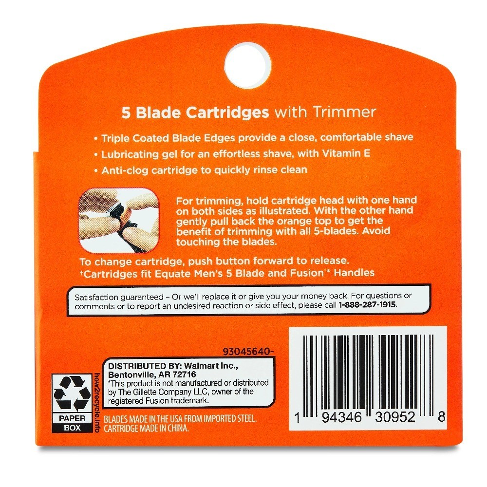 5 Blade Cartridges with Trimmer, 12 Count