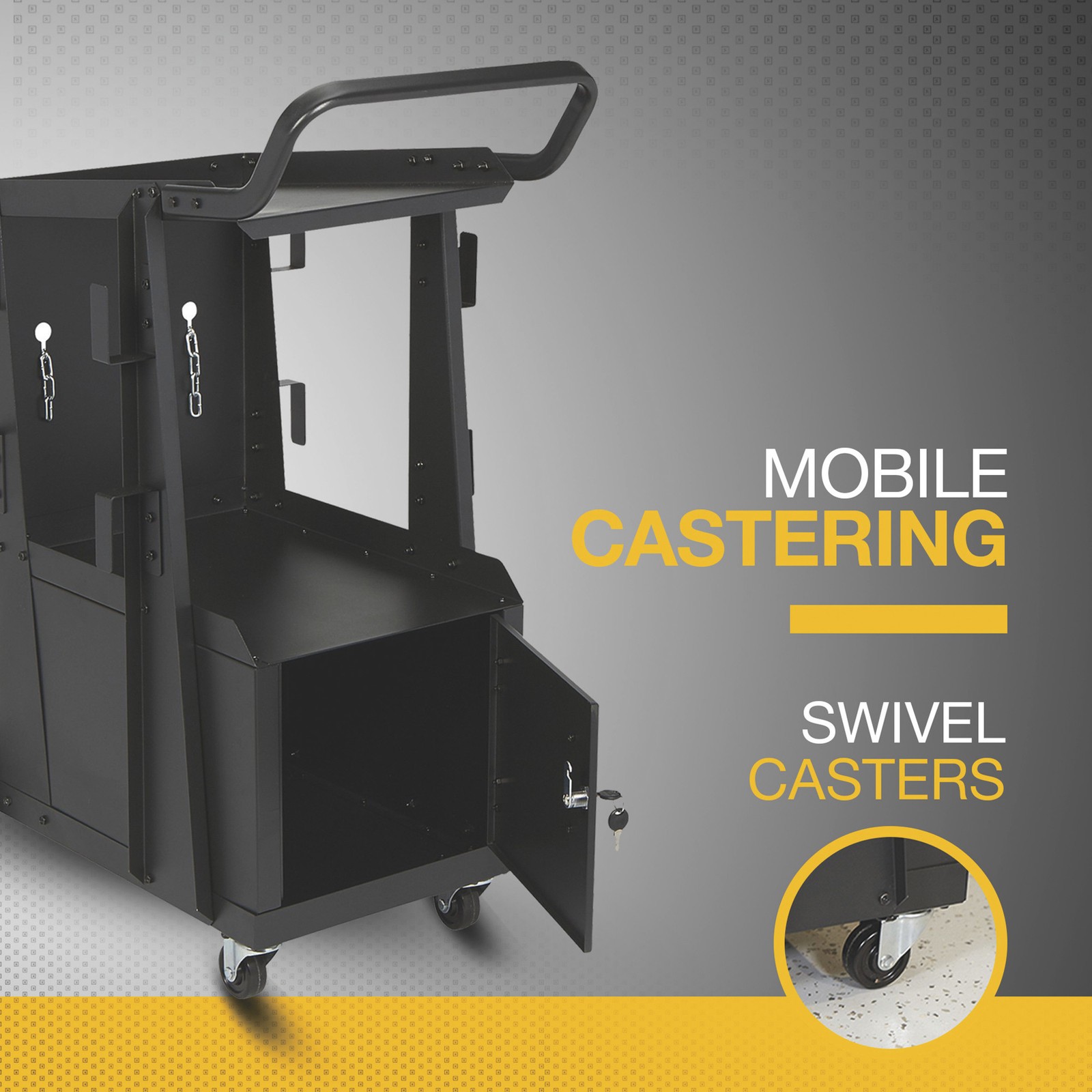 Klutch 2-Tier Welding Cart with Locking Cabinet, 31-1/2in.L x 16-1/8in.W x