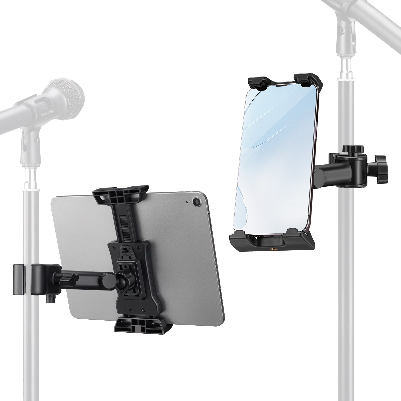 Mic Stand Adjustable Microphone Phone Holder Mount iPad iPhone All 4.7-13.5 Inch