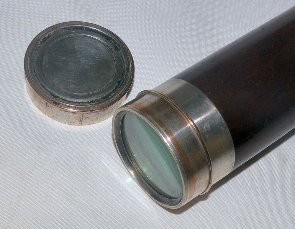 Three draw silver plate telescope – Adams.