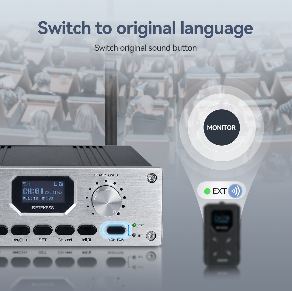 Retekess TT119 FM Multi-channel Transmitter Wireless Long Distance Translation