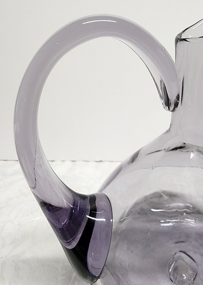 Vintage Hand Blown Optic Purple Glass Pitcher