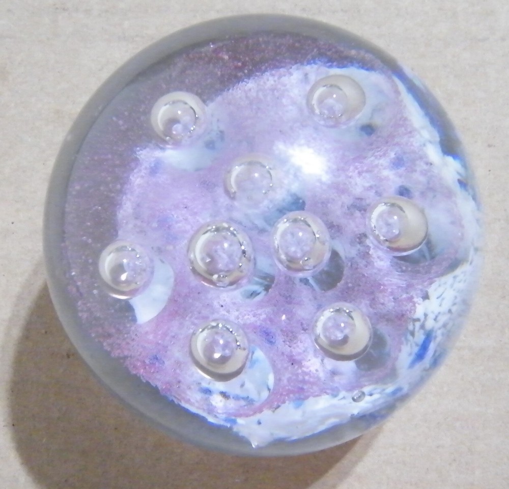 Paperweight Orb Flower Controlled Bubbles 3"