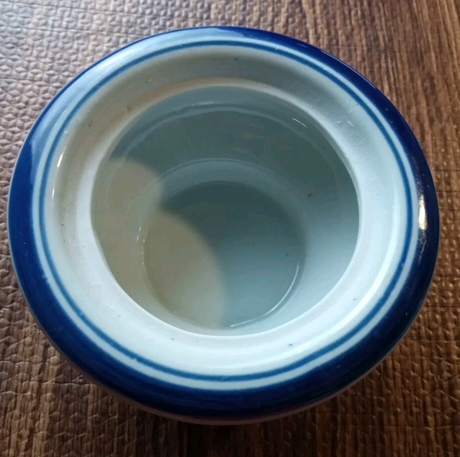 Bombay Company Blue and White Sugar Bowl Ceramic Circle Low Pot Top Lid