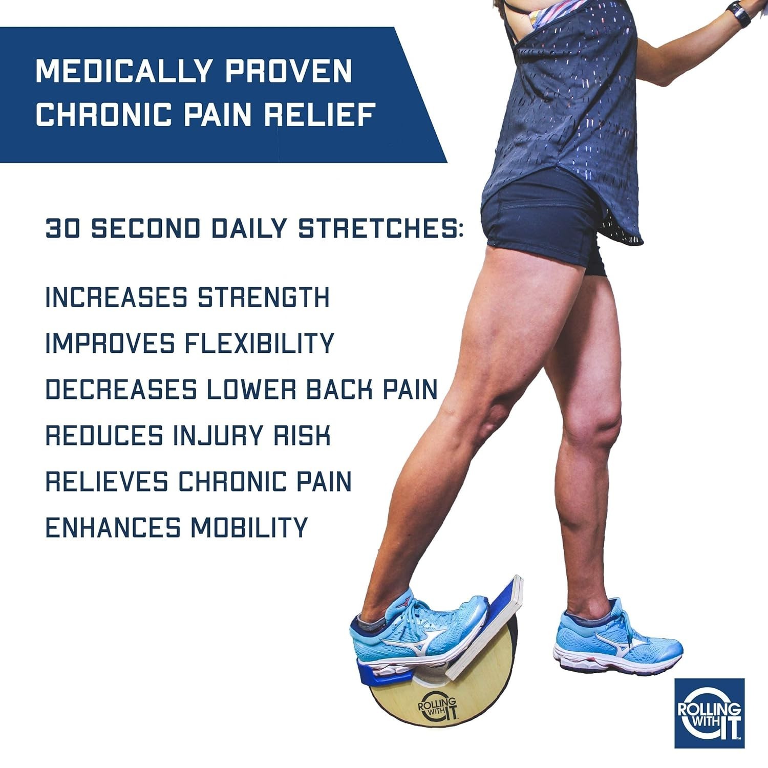 Wooden Foot Rocker - Calf Stretcher for Achilles Tendonitis, Plantar Fasciitis